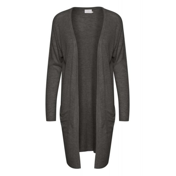Kaffe Lightweight Long Sandra Cardigan In Grey - Picture 1 of 8